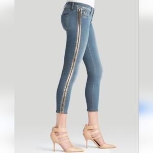Hudson Jeans Women’s 27 Luna Embellished Crop Super Skinny USA Made